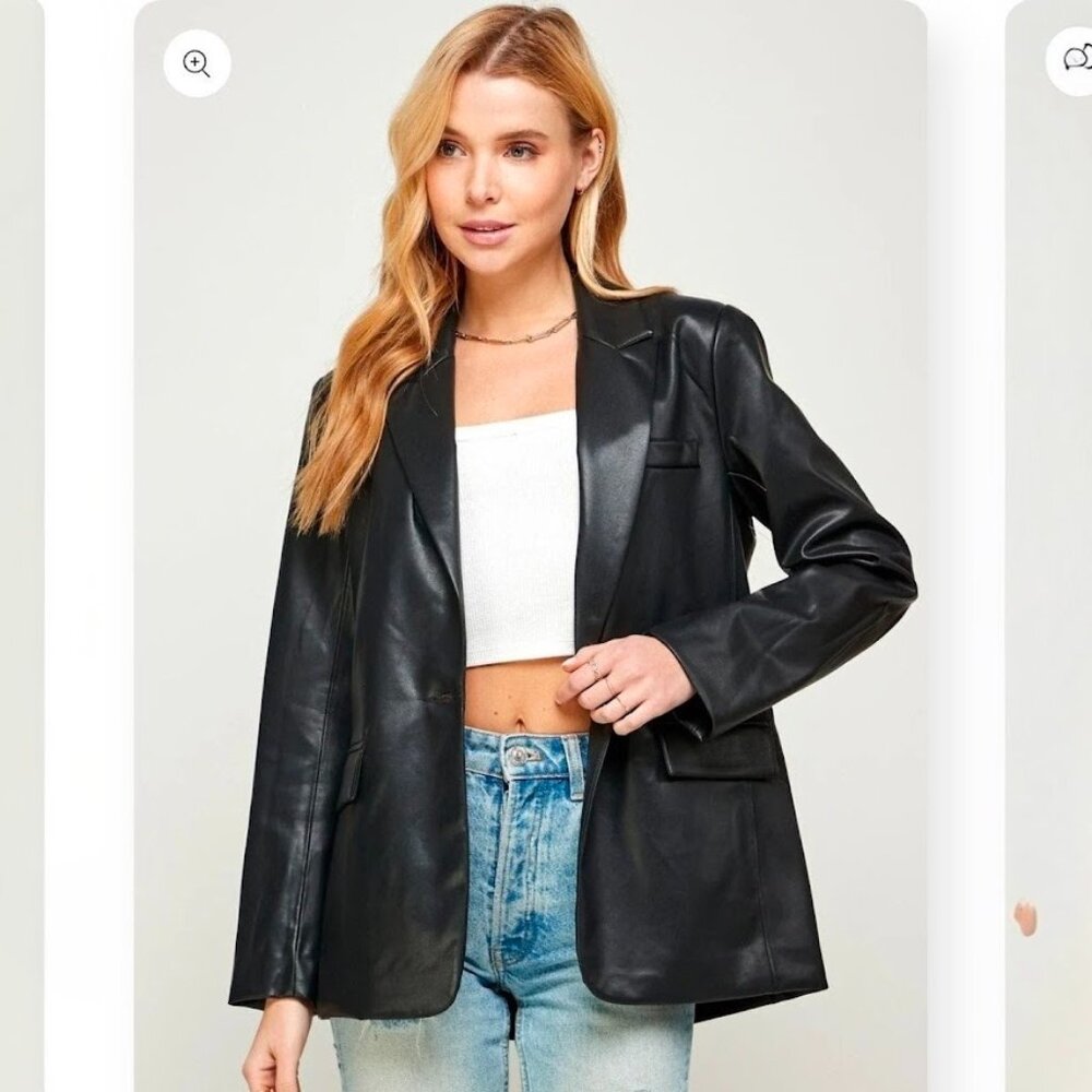 BNWT Endless Rose Oversized Faux Leather Blazer Size M, S
